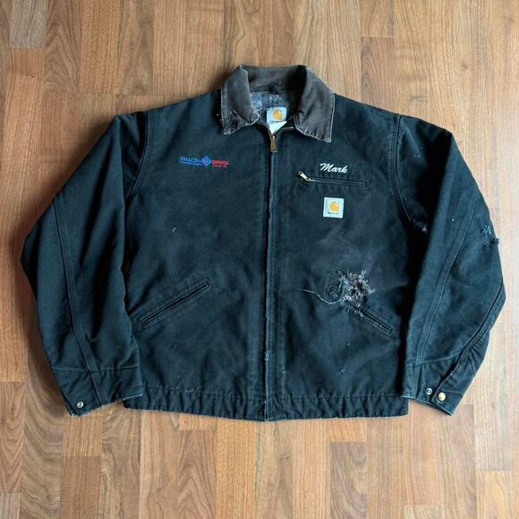 Vintage VTG Y2K Black Carhartt Blanket Lined Detroit Jacket - Picture 1 of 8